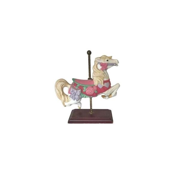 AVON Figurine Source of Fine Collectibles 1996 Carousel Ceramic Prancing Horse - Picture 2 of 5